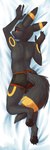 anthro blush boxer_briefs clothing dakimakura male open_mouth paws rear_view solo underwear ringstudios nintendo pokemon zero3_delta eeveelution generation_2_pokemon pokemon_(species) umbreon dakimakura_design hi_res maleherm_(lore)