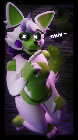 anthro bow_tie breasts female fingers gesture glowing glowing_eyes green_body hair hand_gesture hand_on_leg hand_on_thigh machine raised_finger raised_index_finger shush solo tail text thick_thighs white_body x_eyes springycharna springycharna_(modeler) five_nights_at_freddy's five_nights_at_freddy's_world scottgames tangle_(fnaf) animatronic canid canine fox mammal robot robot_anthro 2025 3d_(artwork) 4k 9:16 absurd_res digital_media_(artwork) english_text hi_res
