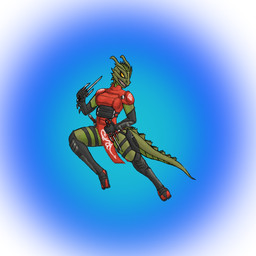 anthro female green_body horn melee_weapon ninja orange_eyes sai_(weapon) solo spikes spikes_(anatomy) tail warrior weapon shadeominus epic_games fortnite mythology synthesis_(fortnite) dragon mythological_creature mythological_scalie scalie 1:1 hi_res
