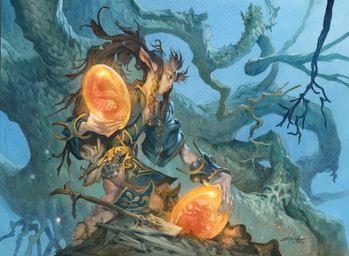 ambiguous_gender braided_hair brown_hair detailed_background egg group hair humanoid_focus kneeling looking_down male outside plant potion shovel tools tree jesper_ejsing hasbro magic:_the_gathering wizards_of_the_coast animal_humanoid arachnid arthropod deer deer_humanoid humanoid mammal mammal_humanoid reptile scalie snake spider 2015 absurd_res hi_res official_art traditional_media_(artwork)
