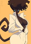 2024 anthro big_breasts blue_eyes breasts brown_body brown_hair clothed clothing conditional_dnp dress felid feline female fully_clothed hair jollyjack lips mammal pupils red_lips simple_background smile solo thick_bottom_lip unzipping white_clothing white_dress
