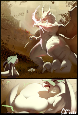anthro belly big_belly duo horn huge_belly male outside overweight vore white_body wings aymbord elden_ring fromsoftware mythology aymbord_(character) dragon mythological_creature mythological_scalie scalie 2022 absurd_res comic hi_res
