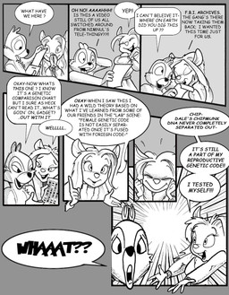 4_fingers anthro blush buckteeth duo excited female fingers genetically_modified genetics hair happy long_hair male mutated mutation shocked stylized_text teeth text what what_has_science_done yelling chris_fischer chip_'n_dale_rescue_rangers disney chip_(disney) gadget_hackwrench chipmunk ground_squirrel mammal mouse murid murine rodent sciurid comic english_text hi_res