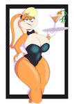 absurd_res anthro beverage big_breasts bow_(feature) bow_in_front bow_tie breasts bunny_costume carrot carrot_juice cleavage clothed clothing costume female food hi_res juice_(beverage) lagomorph leporid lola_bunny looking_at_viewer looney_tunes mammal plant platter rabbit solo tempson thick_thighs vegetable warner_brothers