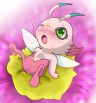 blush female genitals messy nectar open_mouth pussy solo kurisu nintendo pokemon celebi generation_2_pokemon humanoid legendary_pokemon pokemon_(species) shiny_pokemon