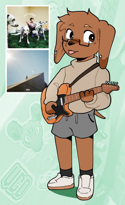 anthro black_clothing black_footwear black_shoes bottomwear brown_body brown_ears brown_eyes brown_fur brown_tail clothed clothed_anthro clothed_male clothing ear_piercing electric_guitar eyewear fingers footwear front_view fur gauged_ear glasses grey_bottomwear grey_clothing grey_shorts guitar guitar_strap holding_guitar holding_musical_instrument holding_object male male_anthro musical_instrument piercing pink_tongue plucked_string_instrument rectangular_glasses shoes shorts solo string_instrument sweater tail tongue tongue_out topwear turtleneck wearing_glasses white_clothing white_footwear white_sclera white_shoes conditional_dnp sonokido freudian_(album) telecaster who_cares?_(album) daniel_caesar inukido_(sonokido) rex_orange_county canid canine canis domestic_dog mammal 2025 digital_drawing_(artwork) digital_media_(artwork) full-length_portrait hi_res portrait