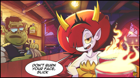 black_tiara crown duo female female_humanoid hair hair_over_eye headgear horn humanoid_pointy_ears light_smile male male_humanoid open_mouth open_smile pointy_ears red_hair smile speech_bubble spiked_arms text tiara yellow_sclera ruhisu disney star_vs._the_forces_of_evil hekapoo humanoid 16:9 2025 digital_drawing_(artwork) digital_media_(artwork) english_text widescreen
