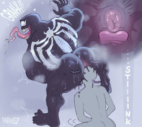ambiguous_gender anal anus big_butt big_muscles black_body butt cutaway duo emblem empty_eyes long_tongue male male/ambiguous muscular musk not_furry nude open_mouth oral rimming sex sharp_teeth smile teeth tongue tongue_out para-p marvel marvel_rivals anon venom_(marvel) alien alien_humanoid humanoid symbiote hi_res
