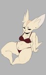 anthro bra breasts brown_body brown_fur cleavage clothed clothing feet female fur short_stack sitting small_feet solo thick_thighs underwear rottenarmor aggretsuko sanrio fenneko canid canine fennec_fox fox mammal true_fox hi_res