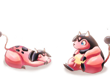 black_body black_fur blue_eyes bovine_teats bovine_udders duo eyes_closed female feral fur horn light lying pink_body pink_fur semi-anthro simple_background sitting tail tail_orb teats thick_thighs udders white_background felipotyphlosion nintendo pokemon bovid bovine generation_2_pokemon mammal miltank pokemon_(species) 2026 digital_drawing_(artwork) digital_media_(artwork) digital_painting_(artwork) hi_res lighting painting_(artwork)