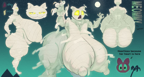 anthro big_breasts big_butt breasts butt female huge_breasts hyper hyper_breasts sagging_breasts solo yellow_eyes dafqwet domestic_cat felid feline felis mammal mummy undead hi_res