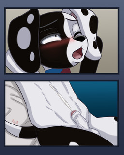 abs anthro athletic_young balls bodily_fluids collar cum cum_on_self cumshot ejaculation erection foreskin fur genital_fluids genitals half-closed_eyes hands-free humanoid_genitalia humanoid_penis lying male markings narrowed_eyes nude on_back one_eye_closed open_mouth orgasm orgasm_face partially_retracted_foreskin penis solo spots spotted_body white_body white_fur young young_anthro young_male dgemporium 101_dalmatian_street 101_dalmatians disney deepak_(101_dalmatians) canid canine canis dalmatian domestic_dog mammal 4:5 absurd_res digital_media_(artwork) hi_res