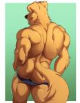 anthro back_muscles black_nose butt clothed clothing fur gradient_background male muscular muscular_anthro muscular_male partially_clothed rear_view simple_background solo standing topless topless_anthro topless_male underwear underwear_down yellow_body yellow_fur knuxlight chase_(retriever) bird_dog canid canine canis domestic_dog hunting_dog labrador mammal retriever 2020 hi_res portrait three-quarter_portrait