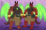 abs age_difference anthro armor beard belly belt big_muscles black_eyes bottomwear clothing dadbod dark_spots duo emblem emerald_(gem) energy_wings facial_hair gem gold_(metal) gold_jewelry green_pupils horn jethro_(insanestar) jewelry loincloth magic_user male male/male mature_male membrane_(anatomy) membranous_wings musclegut muscular muscular_male navel nipple_piercing nipples older_male pendant piercing pupils red_body red_scales scales silvus_(insanestar) smile standing unusual_anatomy unusual_wings wings younger_male crimsonmercury7192 european_mythology mythology demon dragon mythological_creature mythological_scalie scalie western_dragon 3:2 father_(lore) father_and_child_(lore) father_and_son_(lore) parent_(lore) parent_and_child_(lore) parent_and_son_(lore) son_(lore)