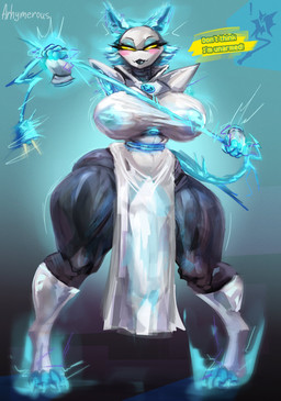 4_toes anthro armor asian_clothing barely_visible_genitalia barely_visible_penis big_breasts big_penis blue_hair breasts chinese_clothing chinese_dress clothed clothing curvy_figure dialogue dress east_asian_clothing eyebrows eyelashes feet floating_hands fully_clothed genitals gynomorph hair holding_tail huge_breasts intersex looking_at_viewer machine pauldron penis short_hair small_waist smile solo standing tail text thick_thighs toes translucent translucent_clothing voluptuous weapon_tail white_clothing white_dress white_eyes wide_hips yellow_sclera arhymerous deltarune undertale_(series) tasque_manager darkner felid feline mammal robot 2026 absurd_res artist_name english_text hi_res