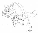 anthro flower looking_at_viewer male muscular muscular_anthro muscular_male plant solo tongue tongue_out opblaaskrokodil canid canine canis mammal wolf monochrome sketch