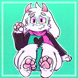 anthro black_clothing clothing eyebrows eyewear feet femboy feminine fluffy fluffy_ears fluffy_hair foot_fetish foot_focus fur glasses green_clothing green_eyewear green_glasses hair heart_symbol horn long_ears male nervous nervous_smile pawpads paws pink_eyebrows pink_eyes pink_scarf red_horn scarf solo white_body white_fur dan_34 deltarune undertale_(series) ralsei bovid caprine goat mammal 1:1 hi_res