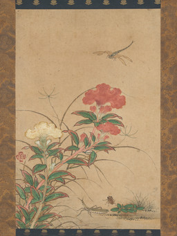4_wings ambiguous_feral ambiguous_gender antennae_(anatomy) feral flower flying grass group hexapod insect_wings multi_wing plant segmented_body simple_background standing trio wings kano_motonobu public_domain arthropod cricket dragonfly insect mantis orthopterid 16th_century absurd_res ancient_art hi_res painting_(artwork) traditional_media_(artwork) traditional_painting_(artwork)