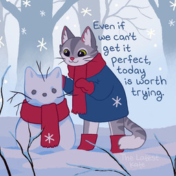 ambiguous_gender anthro clothing detailed_background green_eyes grey_body handwear mittens plant positive_message scarf snow snow_boots snowing snowman solo standing tail text tree whiskers white_body winter_clothing the_latest_kate domestic_cat felid feline felis mammal 1:1 digital_drawing_(artwork) digital_media_(artwork) english_text signature