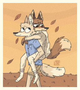 annoyed anthro autumn blue_clothing blue_shirt blue_topwear bottomwear cape cardigan clothing leucistic makeshift_clothing makeup male male/male pants shirt shorts simple_background smile topwear frencore fantastic_mr._fox ash_fox_(fantastic_mr._fox) kristofferson_silverfox canid canine fox mammal red_fox true_fox 2020 hi_res