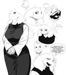 anthro biped clothed clothing dialogue duo eyelashes female fingers floppy_ears fur hat headgear headwear heart_eyes heart_symbol horn looking_at_viewer male mouth_closed open_mouth open_smile pupils smile speech_bubble teeth text miscuitsxd undertale_(series) toriel boss_monster_(undertale) bovid caprine domestic_cat felid feline felis goat mammal absurd_res hi_res monochrome