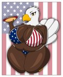 american_flag american_flag_bikini anthro beak big_breasts bikini border breasts brown_body brown_feathers cleavage clothed clothing curvy_figure feathers female flag flag_background flag_bikini flag_clothing flag_print flag_swimwear food holidays hot_dog huge_breasts navel non-mammal_breasts non-mammal_navel overweight overweight_anthro overweight_female print_bikini print_clothing print_swimwear simple_background smile solo swimwear tail tail_feathers thick_thighs two-piece_swimsuit united_states_of_america voluptuous white_body white_border white_feathers wide_hips yellow_beak fey96 4th_of_july american_eagle accipitrid accipitriform avian bald_eagle bird eagle sea_eagle absurd_res hi_res