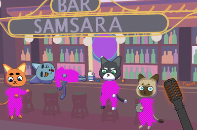 alcohol angry art_nouveau assisted_exposure bar bar_counter bar_stool bartender beverage black_body black_eyebrows black_fur black_nose bleach_(object) bloodshot_eyes blue_eyes bottle brown_ear_tips brown_eyebrows brown_face brown_markings clothing clothing_theft container counter countershading dipstick_ears dipstick_tail drunk ear_markings eye_bags eyebrows eyelashes female frown fur furniture gameplay_mechanics glass gloves_(marking) green_eyes grey_body grey_eyebrows grey_fur grey_inner_ear group inside leg_markings lights limp looking_at_clothing looking_at_object looking_at_self looking_at_viewer looking_down lying magic_undressing male markings missing_texture multicolored_ears oblivious on_back one_eye_closed orange_body orange_eyes orange_fur pawpads paws pink_nose purple_glow questionable_consent semi-anthro shelf sign sitting smile socks_(marking) spiral spiral_eyes stained_glass_window standing stealing stool substance_intoxication tablet_computer tail tail_markings tan_body tan_fur tan_inner_ear text thick_eyebrows tongue tongue_out unconscious undressing whiskey white_body white_countershading white_ear_tips white_eyebrows white_markings white_snout worried worried_look pixel_vibri garry's_mod jazztronauts bartender_(jazztronauts) cellist_(jazztronauts) pianist_(jazztronauts) singer_(jazztronauts) colorpoint domestic_cat felid feline felis mammal tuxedo_cat 2025 aliasing digital_media_(artwork) english_text hi_res shaded