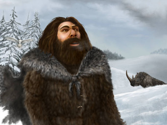 beard black_body black_fur brown_beard brown_facial_hair brown_hair clothed clothing cloud cloudy_sky evergreen_tree facial_hair feral fur group hair horn long_hair pine_tree plant prehistoric_clothing quadruped sky snow tree trio mihin89 archaic_human avian bird elephantid hominin horned_owl mammal mammoth neanderthal owl prehistoric_species primate proboscidean snowy_owl true_owl woolly_mammoth 2014 4:3 detailed