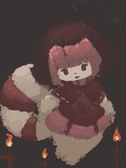 anthro black_nose bottomwear candle christian_cross christian_symbol clothing cross crucifix empty_eyes featureless_feet featureless_hands feet female fire floating fur headdress kemono looking_down open_mouth red_tail religion religious_symbol skirt solo tail tan_body tan_fur tan_tail two_tone_tail hasukii christianity ann_maren_(thedeirdre96) hybrid 3:4