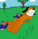 3_toes anthro bdsm beak black_body black_ears black_fur black_nose blue_body blue_feathers bodily_fluids bondage bound cloud crying_laughing eyes_closed feathers feet floppy_ears fur grass group hands_behind_back laugh lying male nude_anthro nude_male on_back orange_body orange_fur plant purple_body purple_feathers restraints rope rope_bondage sky smile submissive submissive_anthro submissive_male tail tail_motion tears teeth tickle_fetish tickle_torture tickling tickling_belly tickling_feet toes tongue tongue_out tree trio ultimatechimera_(artist) duck_hunt nintendo duck_hunt_dog duck_hunt_duck anatid anseriform avian bird canid canine canis domestic_dog duck mammal