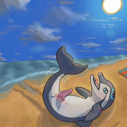 animal_genitalia anus beach erection feral genitals male outside pain penis presenting sea solo tail water poofythedragon aquatic cetacean dolphin mammal toothed_whale 1:1 absurd_res hi_res