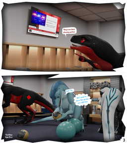 animal_genitalia animal_penis anthro ball butt comic_panel dialogue electronics exercise_ball feral genitals gesture group gym hand_gesture male medicine_ball page_number penis pointing suggestive tail television text thought_bubble thatman jinnoaka_(modeler) crimsoft_(thatman) gym_bros_(thatman_23) club_28_(thatman_23) diamond_jack_(thatman_23) inkheart_(thatman_23) spade_(thatman_23) dinosaur interceptor prehistoric_species reptile scalie 3d_(artwork) blender_(artwork) blender_cycles_(artwork) comic digital_media_(artwork) english_text hi_res