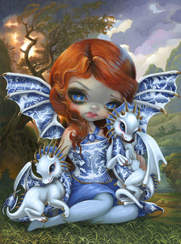 ambiguous_gender clothed clothing eyebrows female feral group hair horn lips long_hair looking_at_viewer tail thick_lips trio wings jasmine_becket-griffith mythology animal_humanoid dragon dragon_humanoid humanoid mammal mythological_creature mythological_scalie reptile scalie winged_humanoid 2018 acrylic_painting_(artwork) dated formal_art hi_res painting_(artwork) traditional_media_(artwork) traditional_painting_(artwork)