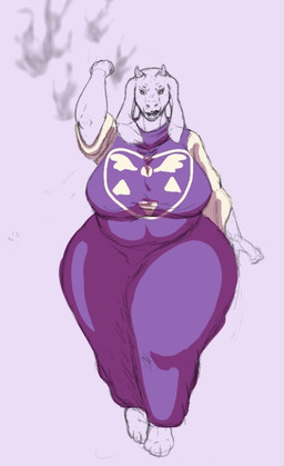 anthro big_breasts breasts female mature_female solo thick_thighs elangelote undertale_(series) toriel bovid caprine goat mammal sketch