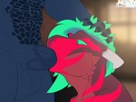 anthro big_dom_small_sub bodily_fluids cum cumshot dominant duo ejaculation face_fucking fellatio genital_fluids irrumatio male male/male muscular oral penile penis_in_mouth sex size_difference size_play swallowing j450n2080 microsoft mythology the_elder_scrolls graker tristen argonian dragon mythological_creature mythological_scalie scalie animated hi_res