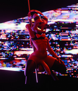 bedroom_eyes black_bars femboy genitals humanoid_genitalia humanoid_penis male narrowed_eyes penis pole red_body seductive solo stripper_pole king_crook valorlynz_(modeler) hellaverse helluva_boss moxxie_(helluva_boss) demon humanoid 3d_(artwork) blender_(artwork) blender_cycles_(artwork) digital_media_(artwork) hi_res