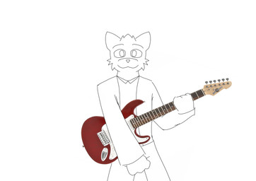 anthro electric_guitar guitar male musical_instrument plucked_string_instrument simple_background solo string_instrument unknown_artist domestic_cat felid feline felis mammal absurd_res hi_res line_art monochrome sketch