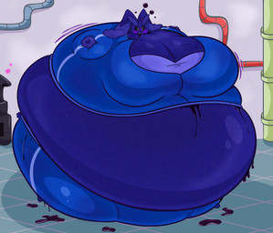 anthro belly belly_expansion berry_juice beverage big_belly big_breasts big_cheeks black_sclera blue_body blue_bottomwear blue_clothing blue_ears blue_eyebrows blue_eyes blue_pants blue_shirt blue_tail blue_topwear blue_tracksuit blueberry_inflation blueberry_juice bodily_fluids body_inflation bottomwear breast_expansion breasts cheek_expansion clothing cosplay crossover_cosplay expansion eyebrows factory female huge_belly huge_breasts hyper hyper_belly hyper_breasts hyper_inflation immobile inflation inside juice_(beverage) leaking_juice motion_lines pants purple_inner_ear purple_nose round_body scut_tail shirt short_tail solo spherical_inflation sunken_head sunken_limbs sweat sweatdrop swollen_cheeks tail teeth tight_clothing topwear tracksuit unusual_bodily_fluids disco_chaos charlie_and_the_chocolate_factory nintendo pokemon generation_4_pokemon lagomorph leporid lopunny mammal pokemon_(species) rabbit 2022 absurd_res colored crossover digital_media_(artwork) hi_res shaded