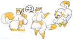 big_breasts big_butt breasts butt curvy_figure fangs featureless_breasts female fur genitals hand_on_breast holding_breast looking_at_viewer pussy simple_background solo tail teeth thick_thighs voluptuous white_background white_body white_fur wide_hips yellow_body yellow_fur dicenslices adventure_time cartoon_network cake_the_cat domestic_cat felid feline felis mammal absurd_res hi_res multiple_images