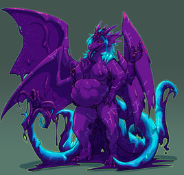 4_arms 4_eyes 4_wings 5_tails anthro cybernetics eggs_in_belly female goo_drip goopy machine melting multi_arm multi_eye multi_limb multi_tail multi_wing pregnant purple_body slime solo tail wings uncommoncritter mythology queen_vinyl_da.i'gyu-kazotetsu cyborg dragon goo_creature goo_dragon gooborg mythological_creature mythological_scalie scalie absurd_res hi_res
