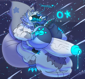 3_toes ambiguous_gender anthro balls bean_bag bedroom_eyes biceps big_balls big_butt big_muscles big_penis big_tail blush blush_lines bodily_fluids body_hair butt butt_grab cuddling cybernetics deltoids detailed_background duo ear_piercing feet fluffy forearm_muscles fur genital_fluids genitals glowing hairy_balls hand_on_butt hand_print heart_(marking) heart_symbol huge_balls huge_butt huge_muscles huge_penis hyper hyper_balls hyper_butt hyper_genitalia hyper_penis kissing looking_at_another looking_at_partner machine male male/male markings multicolored_body multicolored_fur multiple_piercings muscular narrowed_eyes pecs penis piercing precum ring seductive shooting_star sparkles star star_(marking) tail toes triceps vein k1o_gl1x k1o_(k1o_gl1x) vinson_(vin_vin) protogen hi_res