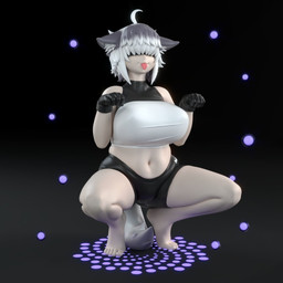 ahoge animal_ears animal_tail begging begging_pose big_breasts black_background black_bottomwear black_clothing black_gloves black_handwear black_shorts bottomwear breasts clothing crouching feet feet_together feet_together_knees_apart female front_view fur gloves gradient_background grey_background grey_body grey_fur grey_hair hair hair_over_eyes handwear huge_breasts inner_ear_fluff navel paw_pose plantigrade pose raised_heel short_hair shorts simple_background solo spread_legs spreading thick_thighs tongue tongue_out topwear tuft white_clothing white_topwear wide_hips general_buta plus-sized_elf raika_(plus-sized_elf) animal_humanoid canid canid_humanoid canine canine_humanoid humanoid mammal mammal_humanoid wolf_humanoid 1:1 3d_(artwork) digital_media_(artwork)