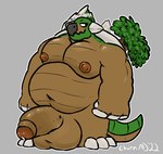 anthro balls big_balls genitals humanoid_genitalia humanoid_penis male nipples overweight overweight_male penis solo charmcharmcharm nintendo pokemon generation_4_pokemon pokemon_(species) torterra