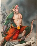 abs action_pose anthro anthrofied bandage black_claws blood blood_on_chest blood_on_face blood_on_hand blood_on_leg blood_on_tail bodily_fluids bottomwear charleshenrileccia claws cliff clothing dark_clouds detailed_background dragon dragon_ball dragon_ball_(object) eastern_dragon green_body green_scales hi_res horn ice icicle long_tail male mountain multicolored_body multicolored_scales muscular muscular_anthro muscular_male mythological_creature mythological_scalie mythology open_mouth orange_bottomwear orange_clothing orange_eyes photography_(artwork) pose raised_head roaring scales scalie sharp_teeth shenron shenron.inc snow solo standing_on_rocks standing_on_snow tail teeth thick_tongue tongue torn_bottomwear torn_clothing traditional_media_(artwork) two_tone_body two_tone_scales vein veiny_muscles whiskers white_claws