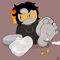 5_toes black_hair blush clothing dirty dirty_clothing dirty_socks duo extreme_size_difference fake_horns feet female foot_fetish foot_focus footwear hair horn humanoid_feet kissing looking_away macro micro plantigrade pouting pouting_lips simple_background size_difference smile socks soles solo_focus toes twistedfurby hiveswap homestuck ms_paint_adventures anon chixie_roixmr alien human humanoid mammal troll_(homestuck) 1:1 hi_res