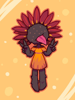 4_fingers abstract_background barefoot black_body blep breasts clothed clothing double_v_sign dress eyeless featureless_feet feet female fingers flower front_view fully_clothed gesture hand_gesture medium_breasts multicolored_body not_furry orange_clothing orange_dress outline pink_outline pink_tongue plant red_body solo standing sunflower tongue tongue_out v_sign yellow_body sadishguy elemental_creature elemental_humanoid flora_fauna flower_creature humanoid plant_humanoid 2025 cel_shading digital_media_(artwork) full-length_portrait portrait shaded