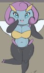 antennae_(anatomy) anthro big_breasts blue_eyes breasts female grey_background insect_wings simple_background smile solo thick_thighs wide_hips wings mythrasboobhead nintendo pokemon arthropod generation_3_pokemon illumise pokemon_(species)