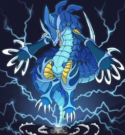 blue_body claws horn nude scales solo tail thick_thighs vavacung beyblade mythology dragoon_(beyblade) dragon equid equine mammal mythological_creature mythological_equine mythological_scalie scalie hi_res