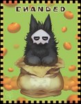 3_fingers anthro bag biped black_body black_ears black_fur container eyes_closed fingers fluffy food front_view fruit fur green_background head_tuft in_bag in_container kemono male male_anthro mask monotone_body monotone_fur nude paws plant simple_background sitting skull_mask solo tangerine_(fruit) text tuft white_eyes biyabon changed_(video_game) puro_(changed) canid canine canis mammal wolf absurd_res alpha_channel digital_media_(artwork) english_text half-length_portrait hi_res portrait