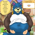 anthro belly_grab disembodied_hand male overweight solo lostinloopholes animal_crossing nintendo wolfgang_(animal_crossing) canid canine canis humanoid mammal wolf 1:1